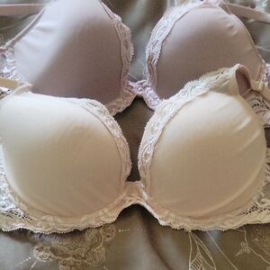 Elegant Lace Trimmed Bra in Soft Pink